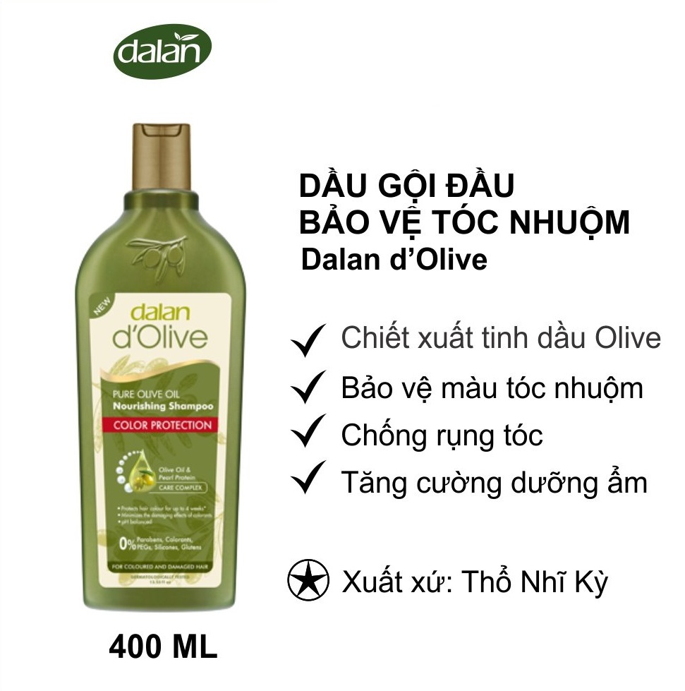 Dầu Gội Oliu Cho Tóc Nhuộm Dalan D'Olive Shampoo Nutrition Color Protection (400ml)