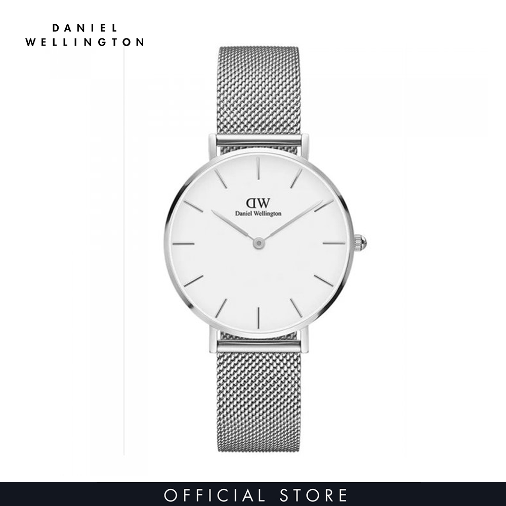 Đồng hồ Nữ Daniel Wellington dây lưới - Petite Sterling mặt trắng - vỏ