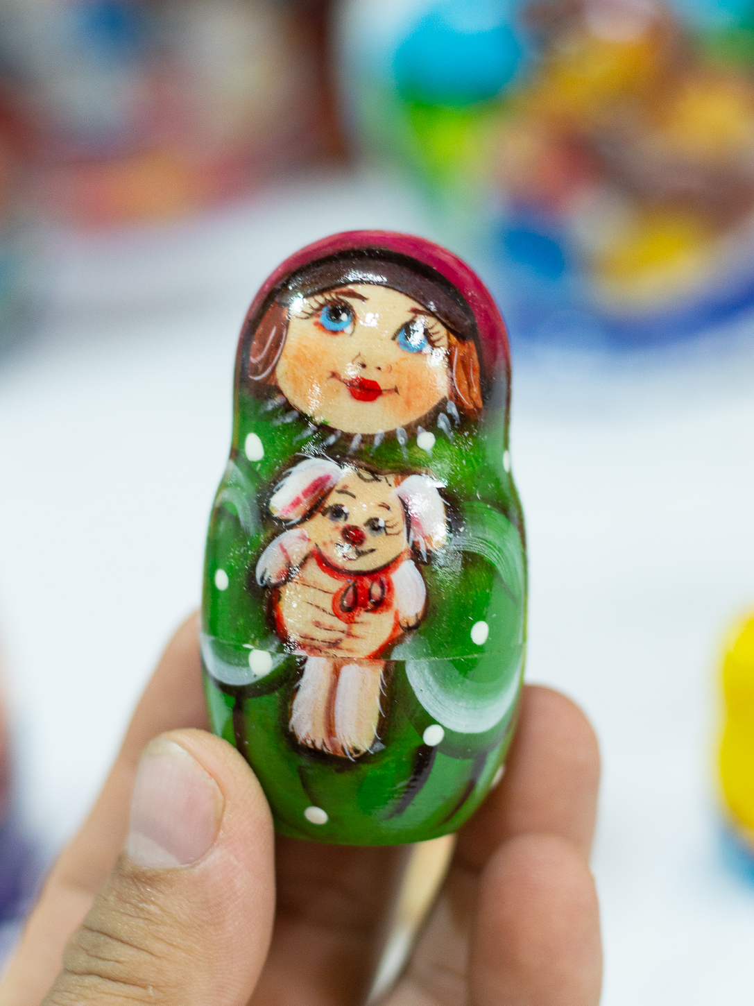 (SIÊU CUTE) BỘ BÚP BÊ NGA MATRYOSHKA 5 LỚP 15CM HÀNG LƯU NIỆM &quot;CÔ BÉ MISA ÔM GẤU&quot; CỰC ĐẸP VÀ DỄ THƯƠNG