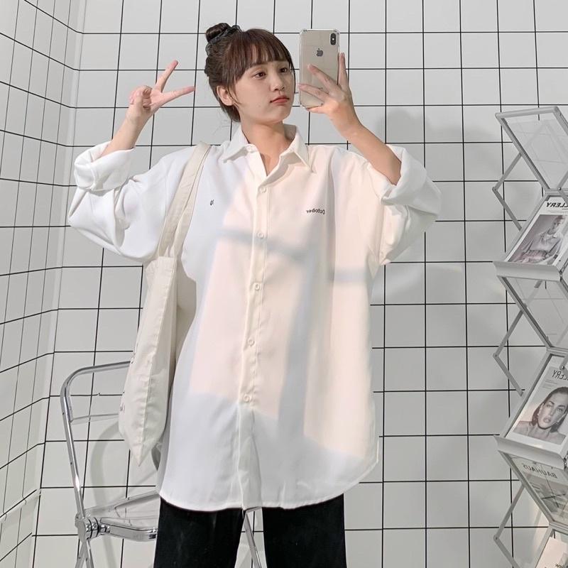 Áo Sơmi chất da lộn Oversize Nam Nữ Unisex Form Đẹp