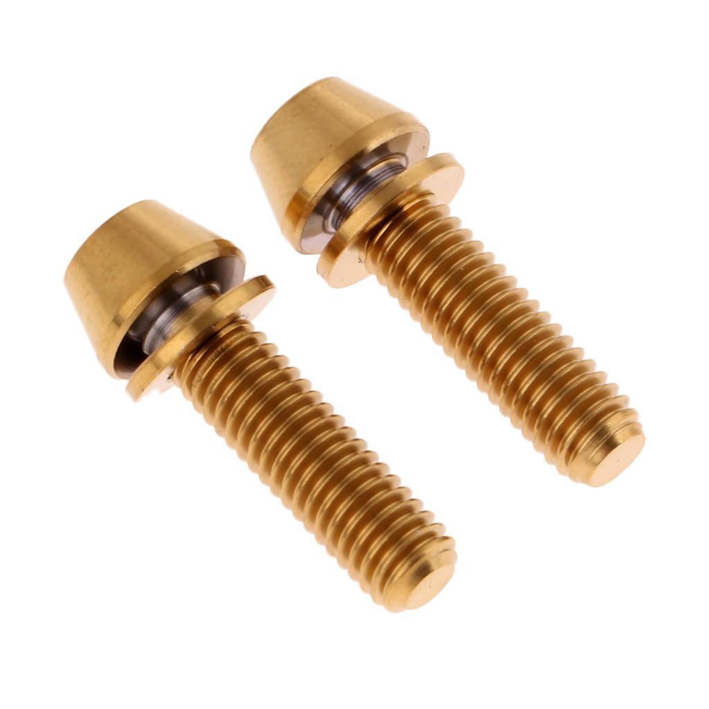 2 M5 Titanium Alloy Bike Bolts Tapered Head Screw & Washer Gasket - Lightweight & Durable