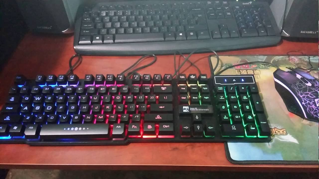 Bộ Bàn Phím Giả Cơ Và Chuột Chuyên Game R8 1910 Led 7 Màu - Hàng nhập khẩu