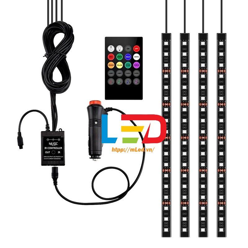 Đèn led gầm xe ô tô, đèn cảm ứng 7 màu, trang trí nội thất ô tô, điều khiển từ xa, nhấp nháy theo nhạc
