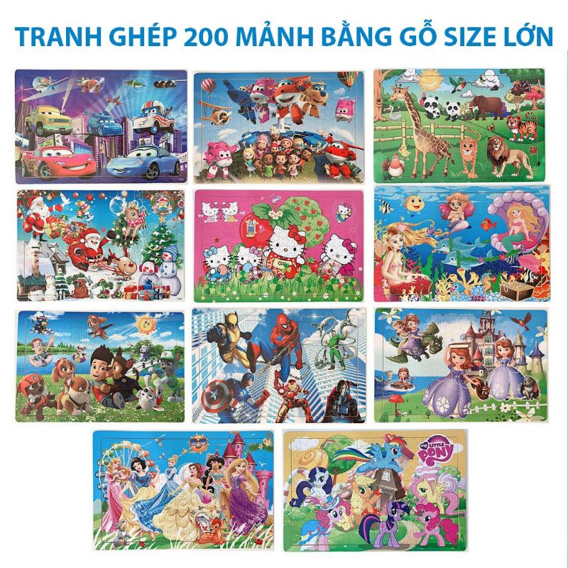 Đồ chơi gỗ Tranh 200 mảnh cho bé - giao ngẫu nhiên