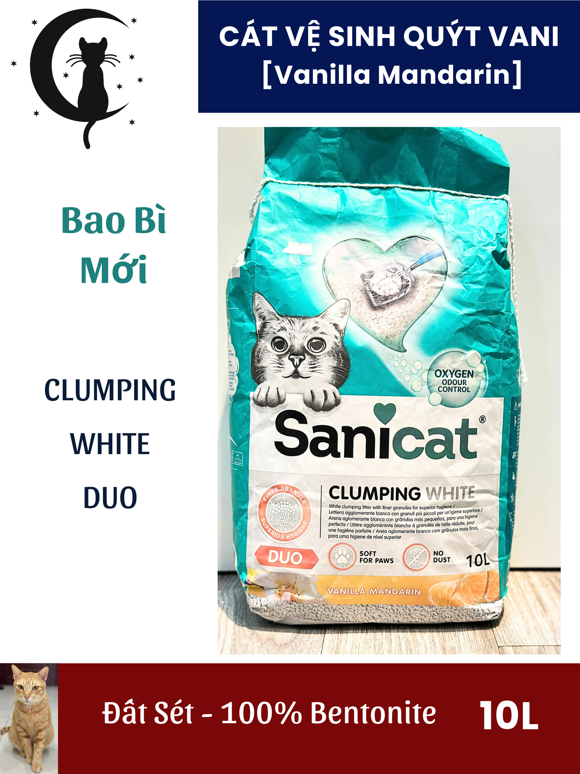 SANICAT Cát vệ sinh Hương Quýt Vanilla Mandarin - 10L