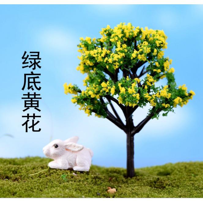 Mô hình cây xanh hoa vàng trang trí nhà búp bê, tiểu cảnh(TREE-11)