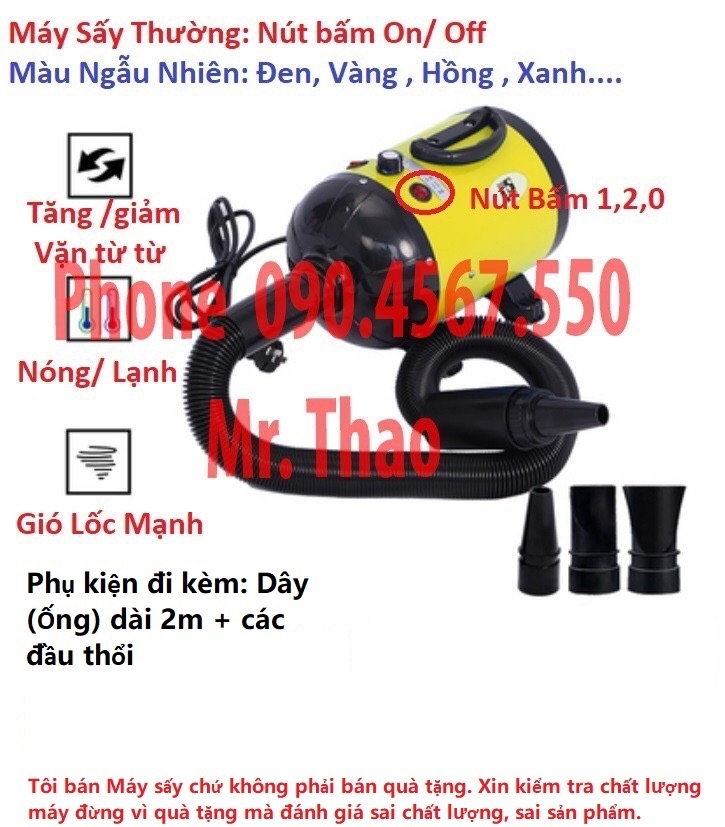 Máy Sấy lông cho Chó Mèo Chuyên dụng - Máy Sấy Công Suất Lớn 2800W Tặng Khẩu trang + Tạp Dề - Máy Thường
