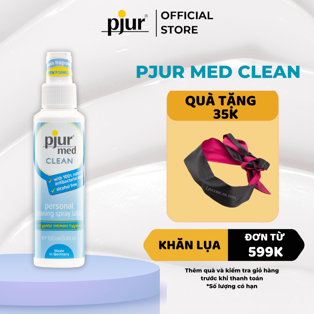 Xịt vệ sinh phụ khoa khử khuẩn cho nữ Pjur Med Clean Spray 100ml dịu nhẹ hương thơm tươi mát dưỡng da mịn màng tươi mát