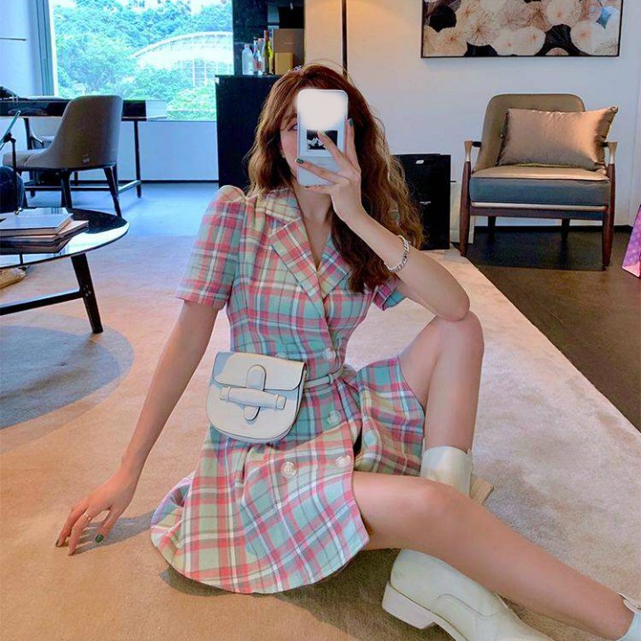 Đầm sọc caro nhiều nút Mã: DA5230