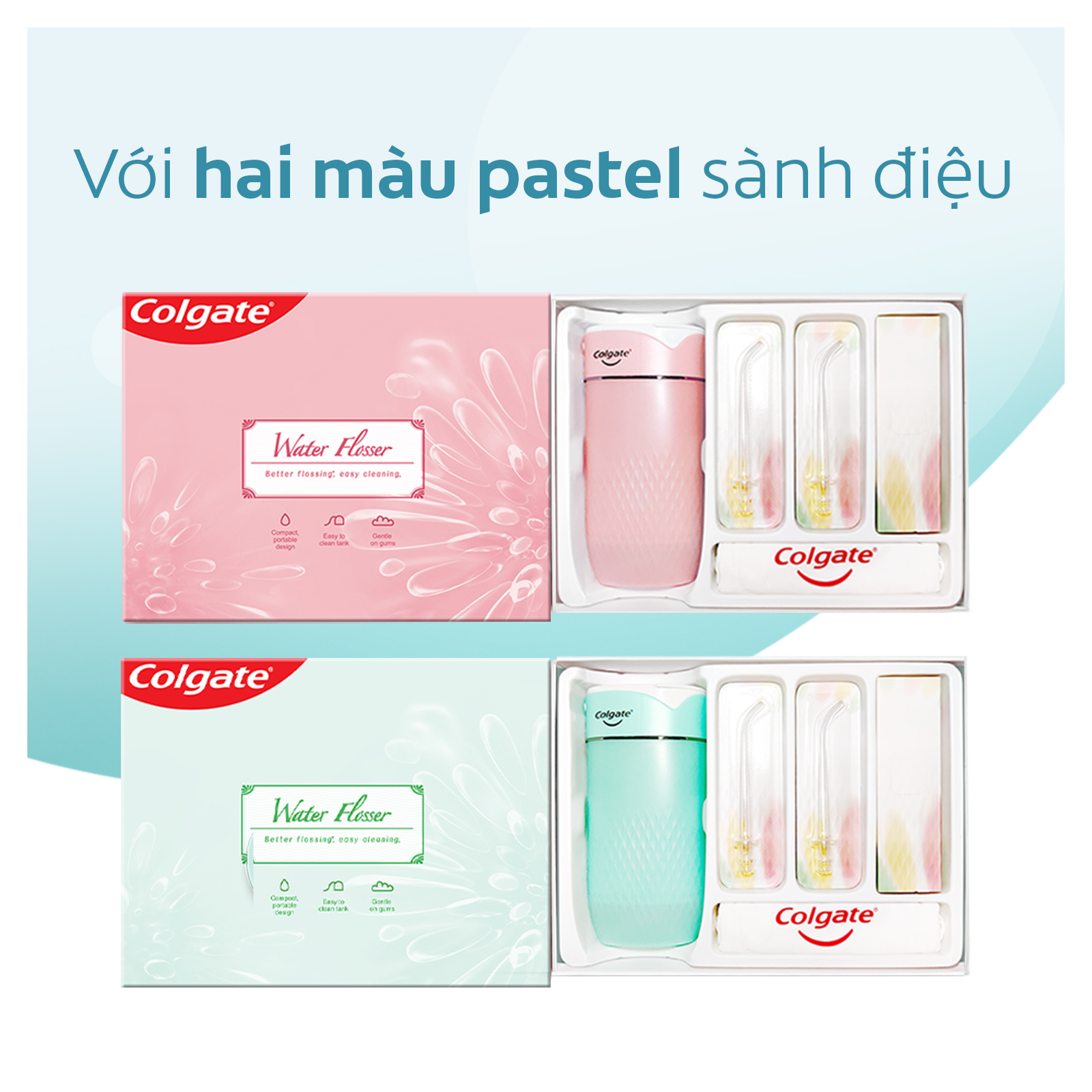 Máy tăm nước Colgate cầm tay IPX7 trắng sáng răng