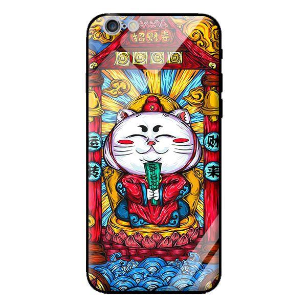 Ốp kính cường lực cho iPhone 6s Plus Mèo May Mắn Trắng - Hàng chính hãng