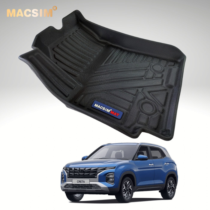 Thảm lót sàn xe ô tô Hyundai Creta qd 2020 Nhãn hiệu Macsim chất liệu nhựa TPV cao cấp màu đen