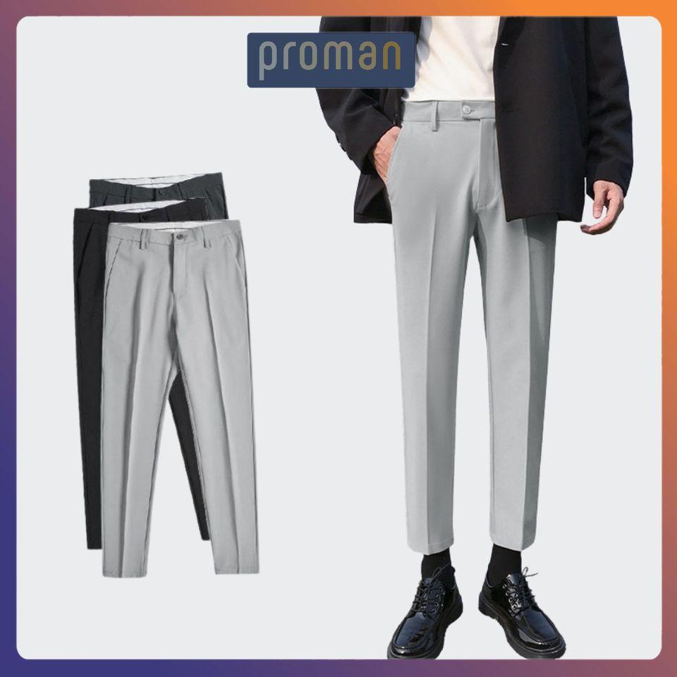 Quần baggy nam ống rộng, quần ống suông nam dáng Baggy vải lụa hàn co giãn, không nhăn không xù AU01 PROMAN