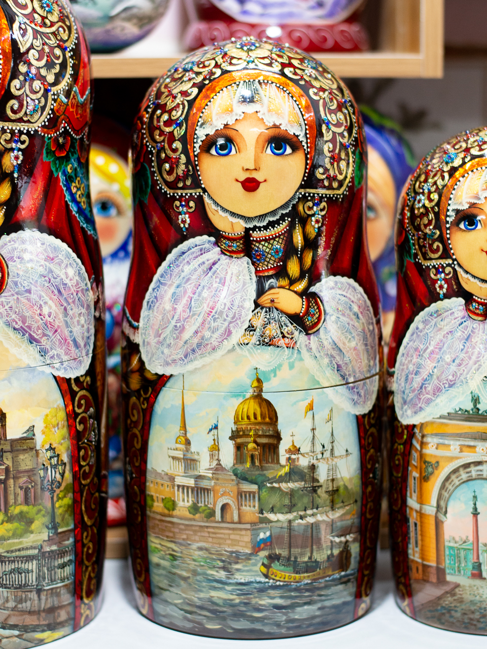 BỘ BÚP BÊ NGA MATRYOSHKA CỠ LỚN 30 LỚP CAO 50CM HOA VĂN "PHONG CẢNH NƯỚC NGA" CỰC ĐẸP, ĐỘC ĐÁO VÀ SANG TRỌNG