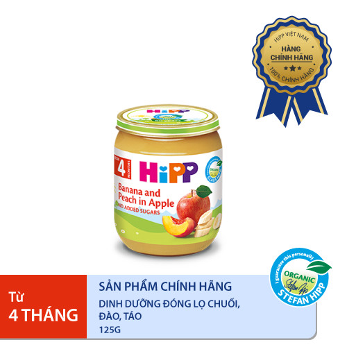 Dinh dưỡng đóng lọ ăn dặm Chuối Đào Táo HiPP Organic 125g