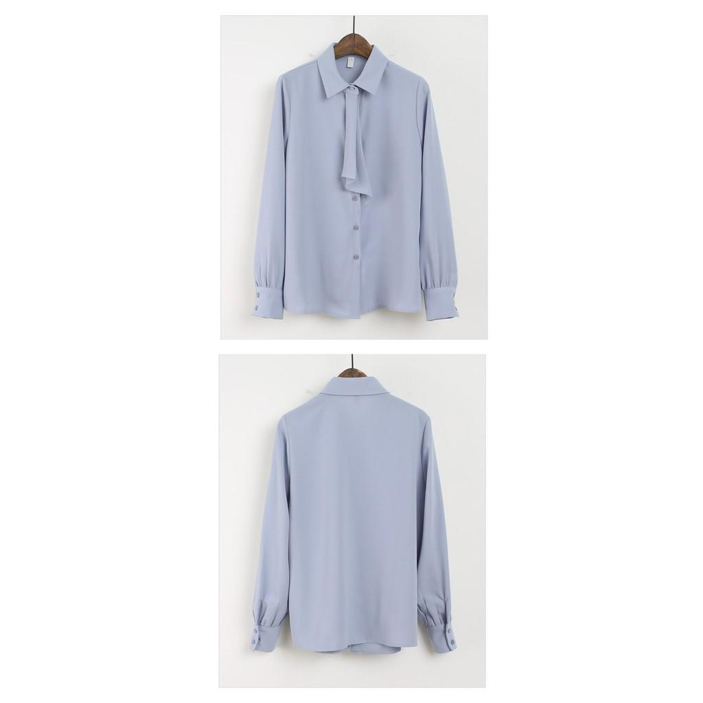 Áo Sơ Mi Công Sở Tay Dài,Màu Trắng, Xanh Pastel, Cổ Đức Phối Bèo Ngực Tinh Tế, Thời Trang AA416