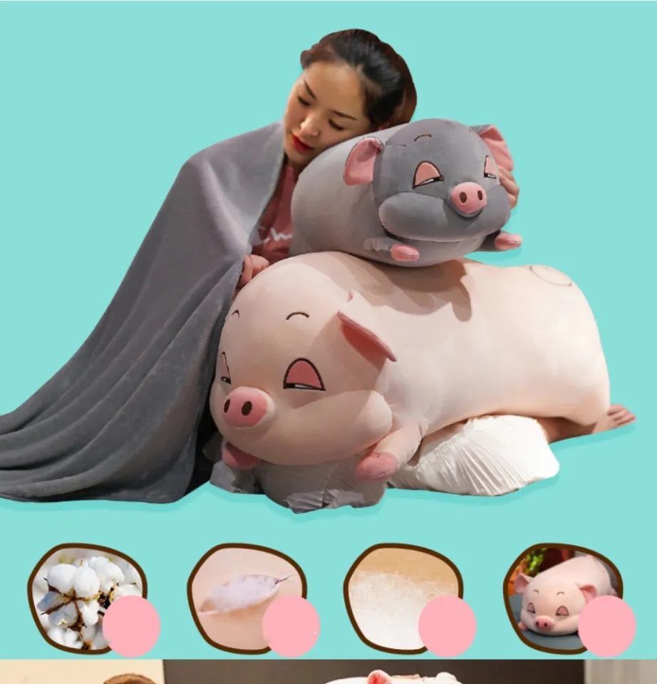 Bộ Chăn Gối Ngủ Trưa 2in1 Hình Heo Dùng Cho  Văn Phòng, Các Bé Đi Học