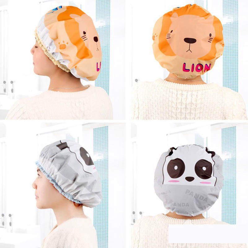 Mũ trùm đầu - Nón chụp tóc ủ tóc trong nhà tắm dùng nhiều lần - giao màu ngẫu nhiên