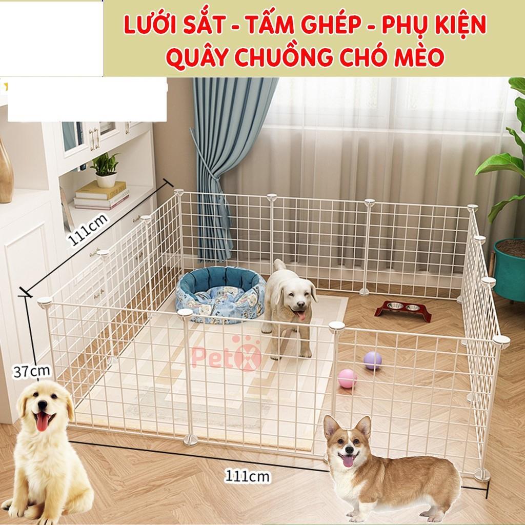 Chuồng Thú 7 Tấm 1 Cửa (Tặng Kèm 16 Chốt), Tấm Lưới Lắp Ghép Chuồng Chó Chuồng Mèo Lồng Thú Lồng Mèo