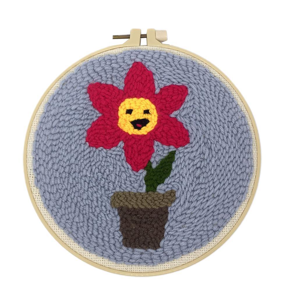 Punch Needle Embroidery Starter Kit with Punch Needle, Colorful Yarn, Embroidery Cloth with Pattern, Embroidery Hoop, Tools Kit for Beginners