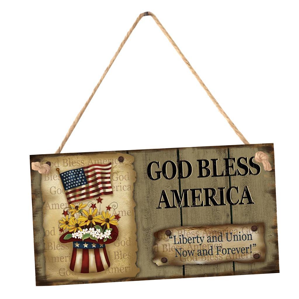 Wooden Sign Wall Hanging Plaque Independence Day Party Decor