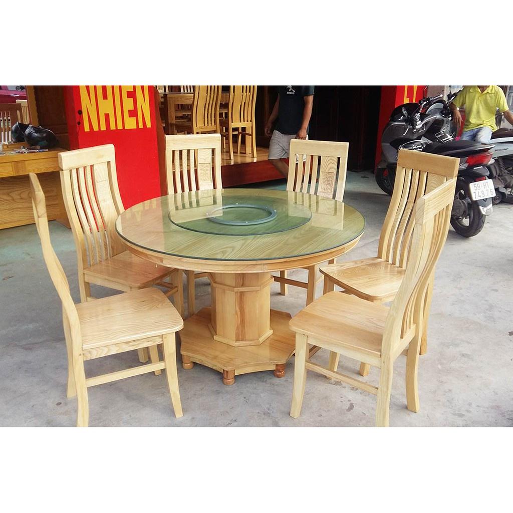 Bộ bàn ghế ăn tròn gỗ Sồi Nga