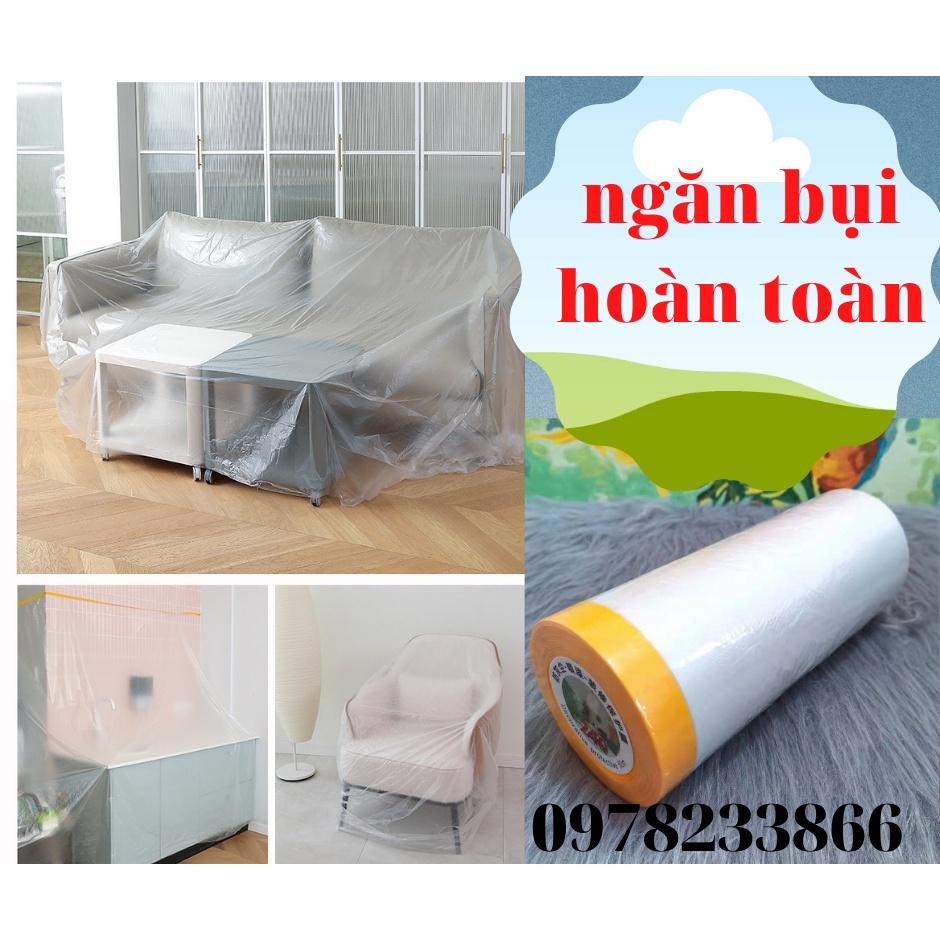 Màng Bọc nilon Che Chắn Bụi Đa Năng, Che bụi, giữ nguyên mới, che chắn sơn, chống ẩm mốc đồ nội thất, Kích Thước rộng 4.0m x 10m Có Keo Dán Cố Định một đầu ( từ 25cm kéo các nếp gấp ra che phủ rộng tối đa 4.0m)