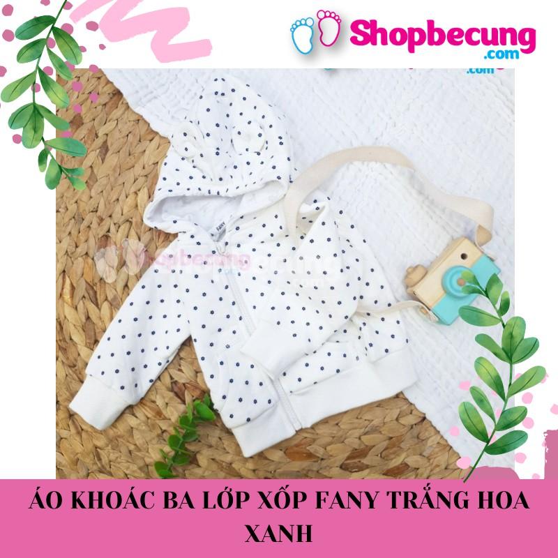 ÁO KHOÁC BA LỚP XỐP TRẮNG HOA XANH