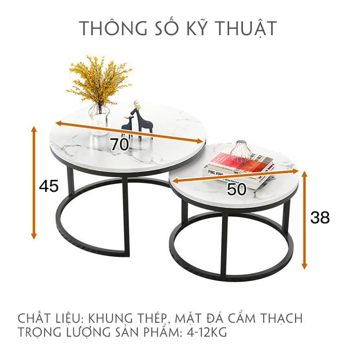 Bàn trà đôi cao cấp, bàn trà mặt vân đá đẹp, bàn sofa