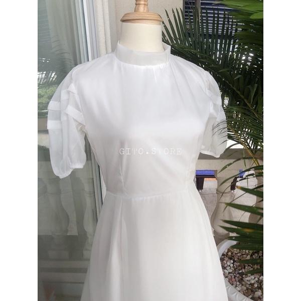 VÁY CƯỚI TRẮNG THIẾT KẾ TIỂU THƯ – ĐẦM TAY PHỒNG DỰ TIỆC – GD178