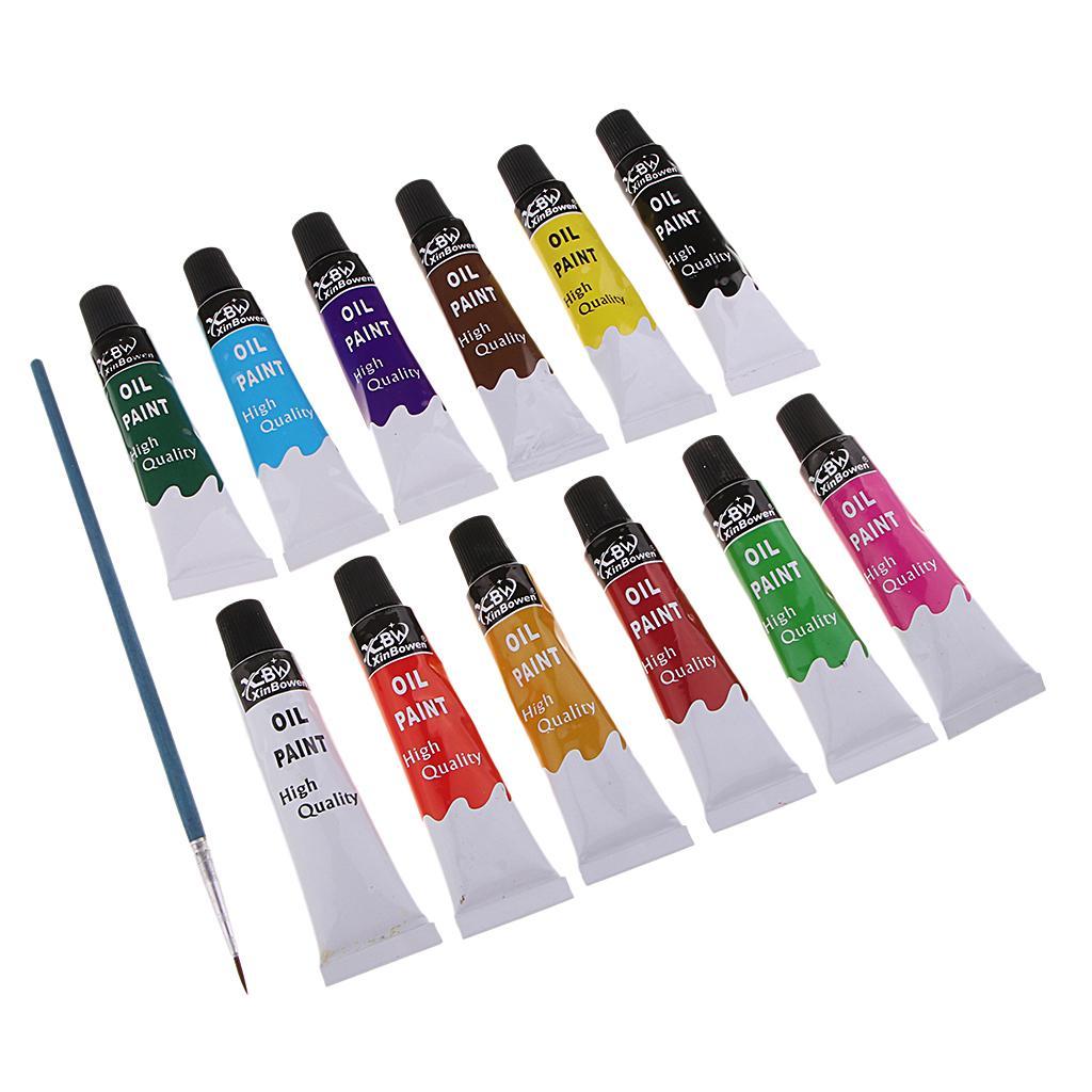 Set of 12 Acrylic Paint Set, Watercolor/ Oil Painting Tubes for Kids and Adults, Art & Craft Sets for Fabric, Wood, Ceramic, Glass, Rock