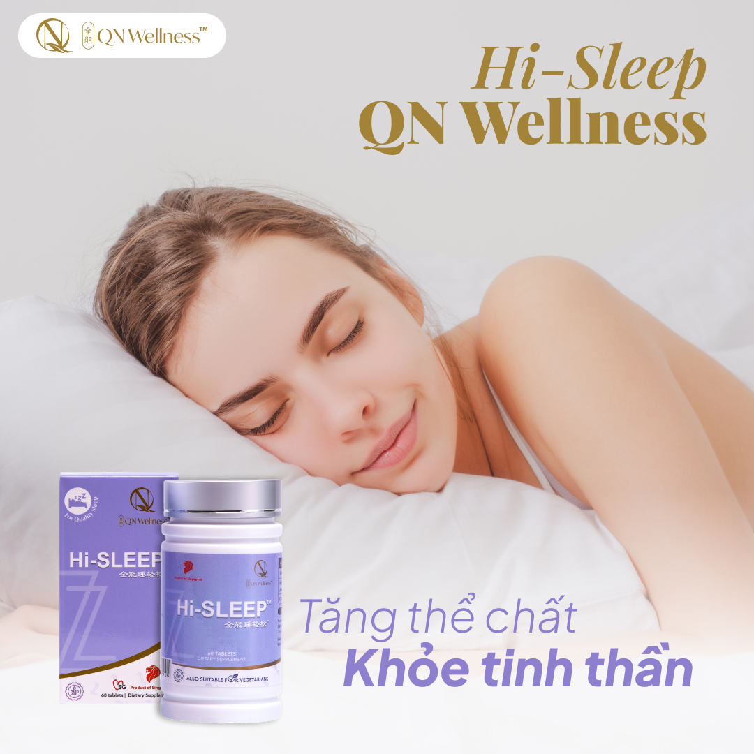 Viên Uống Hi-Sleep QN Wellness Giúp Trẻ Hóa Làn Da, Giải Tỏa Căng Thẳng, Cải Thiện Giấc Ngủ, Nâng Cao Sức Khỏe Thể Chất & Tinh Thần - Hộp 60 Viên