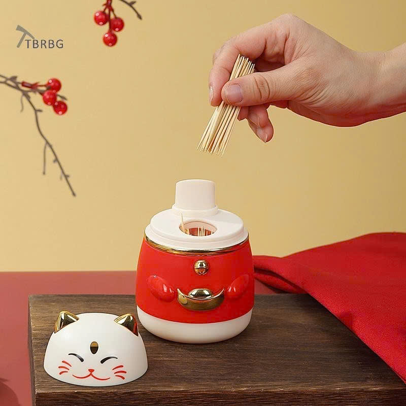 Hộp Đựng Tăm Tự Động Mèo Thần Tài May Mắn Cả Năm | Hộp Tăm Thông Minh, Dễ Thương, Tiện Dụng - HÀNG CHÍNH HÃNG MINIIN