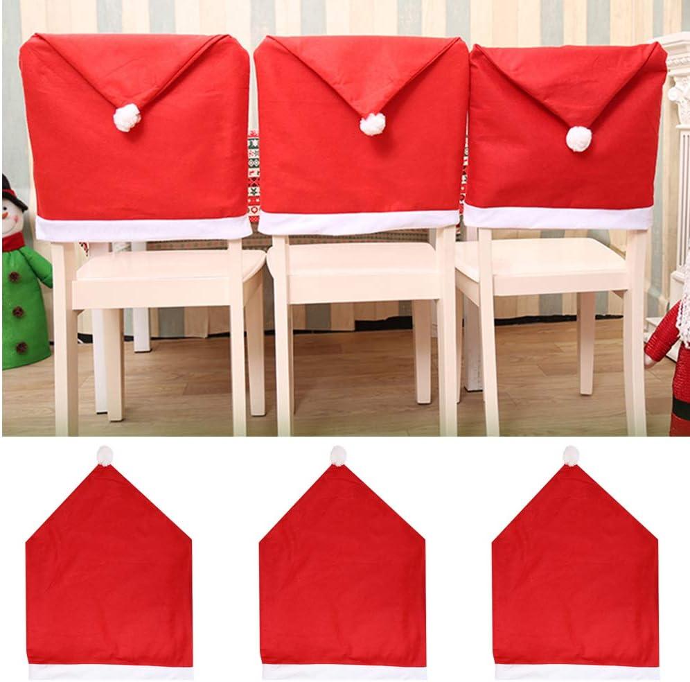 Bọc Ghế Giáng Sinh, 10 Bọc Ghế Ông Già Noel Mũ Bọc Ghế Giáng Sinh Bọc Ghế Giáng Sinh Để Trang Trí Lễ Giáng Sinh Tiệc Tối-Mũ Bọc Ghế Giáng Sinh, 50 x 60cm/19.7 x 23.6inch