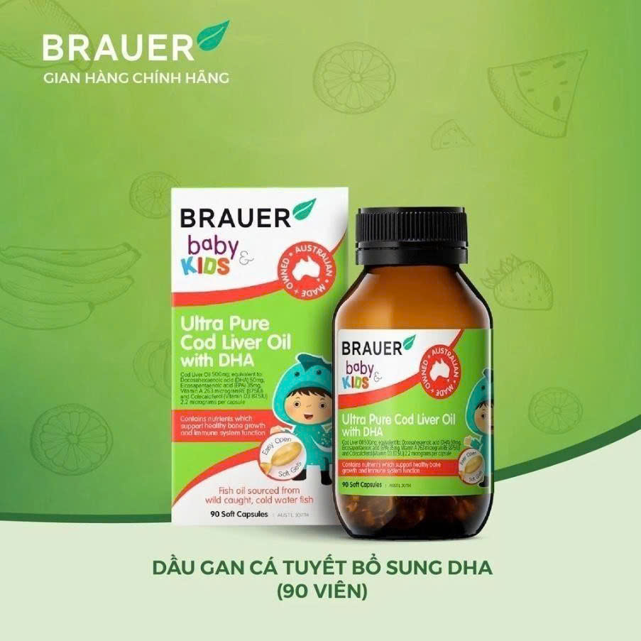 Viên uống Vitamin Brauer Bổ sung DHA tinh khiết cho trẻ từ 1 tuổi 90 viên