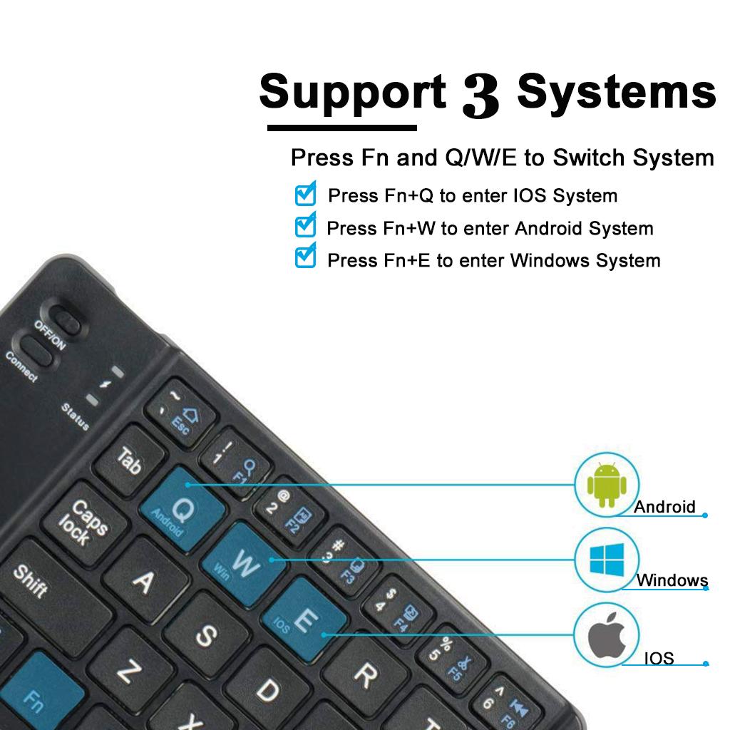 Foldable Bluetooth Keyboard, Ultra-Flat BT Folding Keyboard with Quiet Touch Keys for Smartphones Tablets, Black
