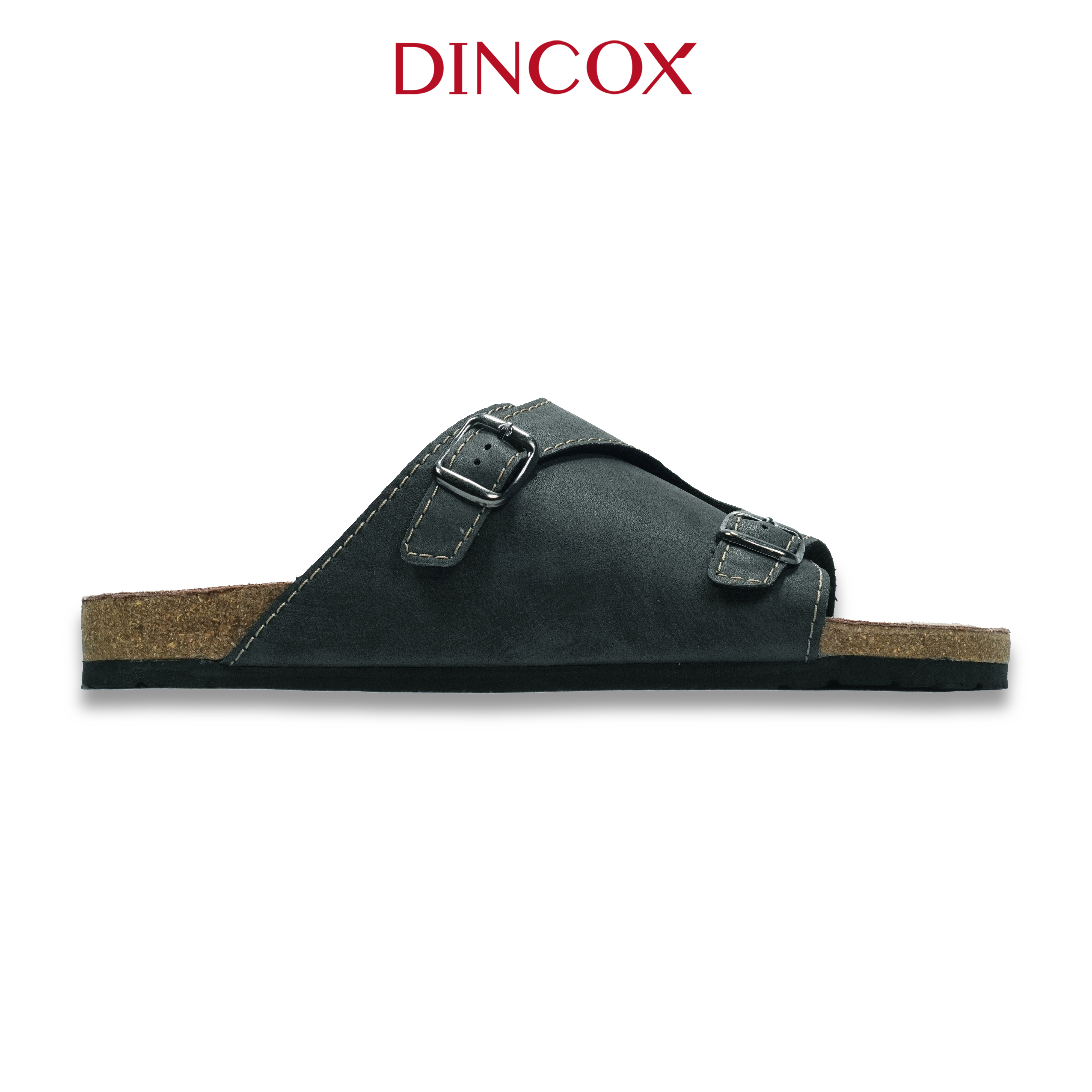 Dép Đế Trấu Quai Chéo 2 Khóa Nam Charcoal DC06 Thời Trang Dincox