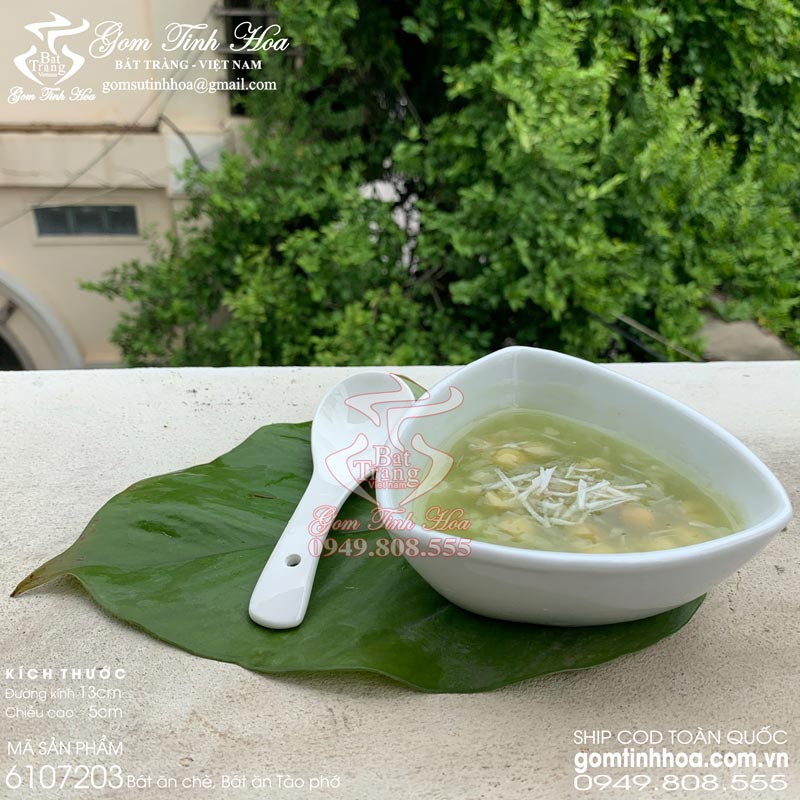 Bát ăn chè gốm sứ Bát Tràng men trắng hình tam giác