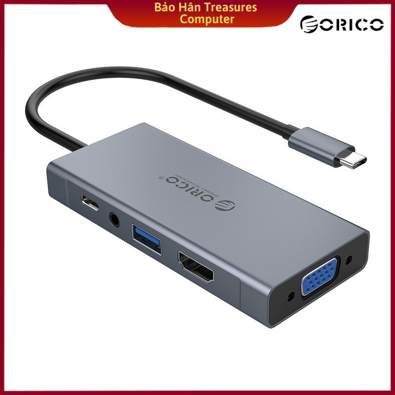 Đế cắm đa năng 5 trong 1 cổng Type C ORICO MC-U501P-GY- Hàng Chính Hãng