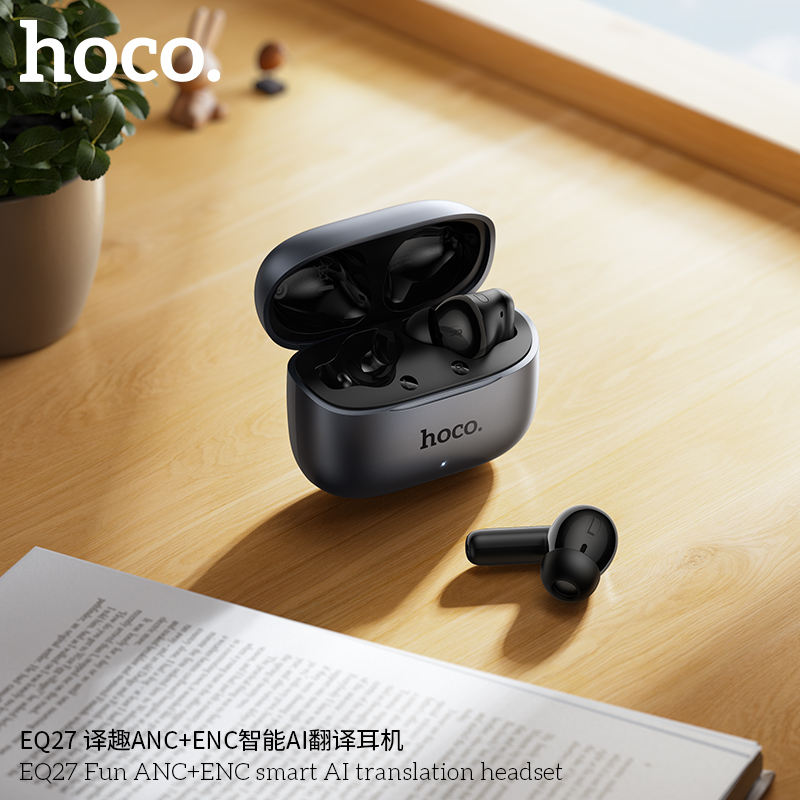 Tai nghe Bluetooth phiên dịch AI thông minh Hoco EQ27 Fun chống ồn ANC+ENC, Bluetooth 5.4, pin trâu 7h, hỗ trợ dịch thuật 134 ngôn ngữ khi gọi điện, trò chuyện, video call- Hàng chính hãng