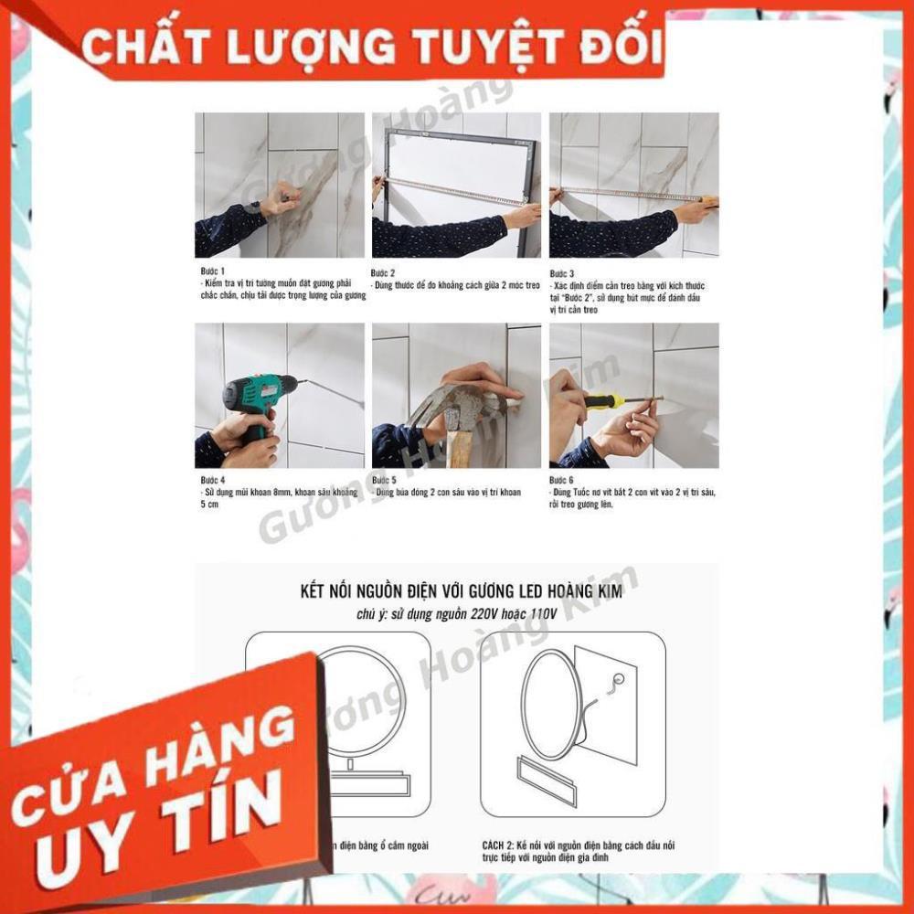 Gương đèn led cảm ứng đển bàn trang điểm treo tường chữ nhật nhà tắm thông minh kích thước 70x90 cm - guong