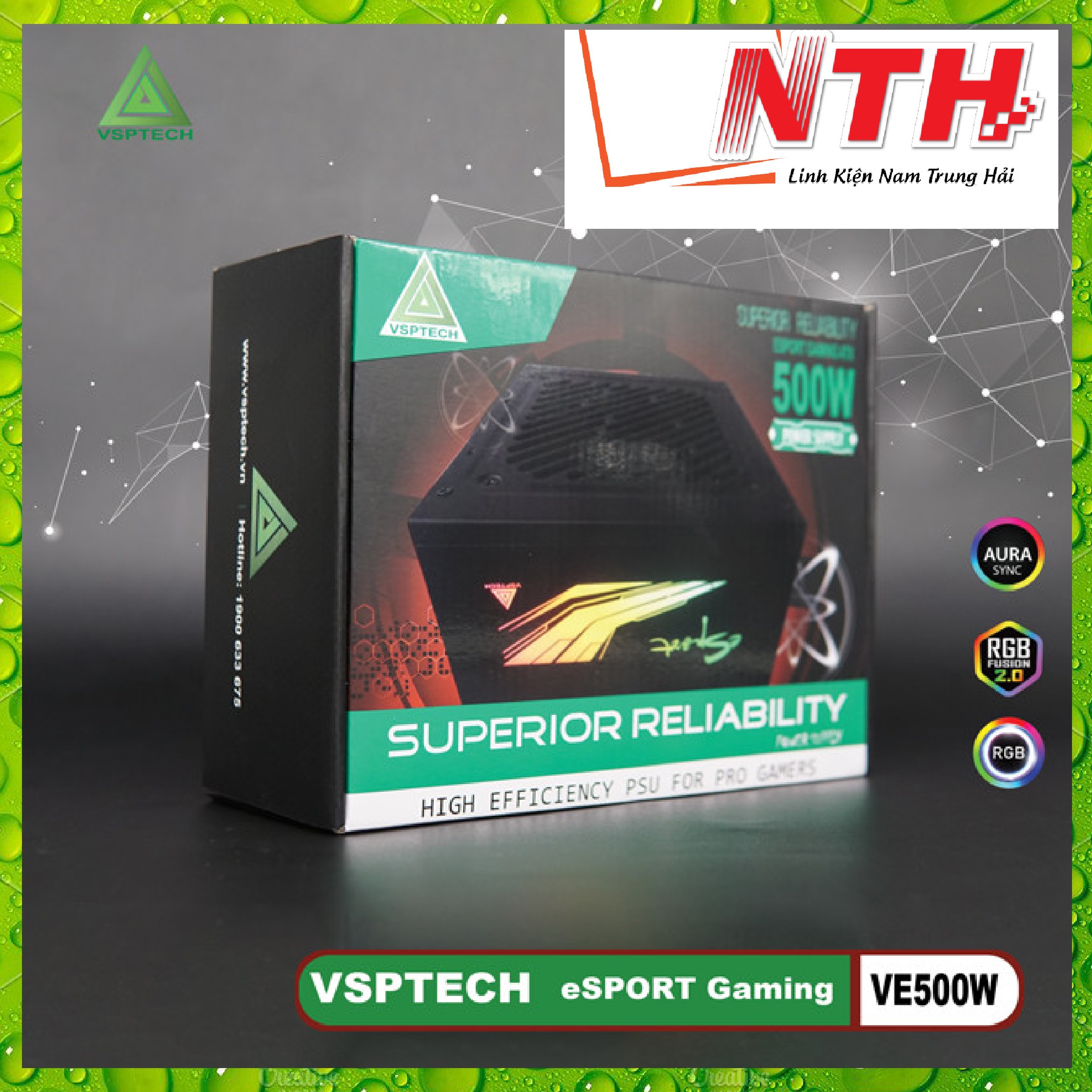 Nguồn VSPTECH VE500W LED Hông RGB Sync (500W)-hàng chính hãng
