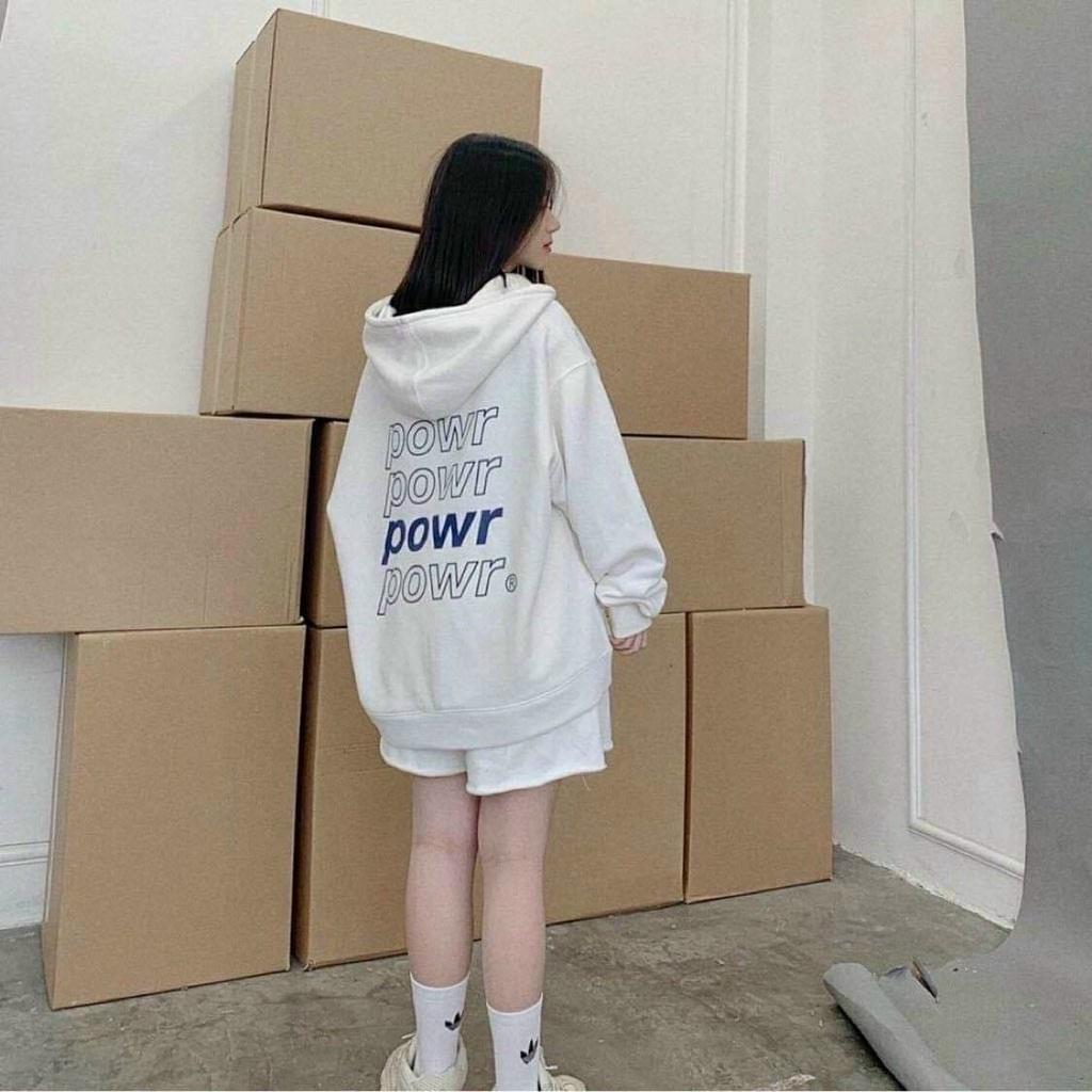 Áo hoodie Nam Nữ form rộng POWR dây kéo thời trang chất nỉ ngoại tp0036