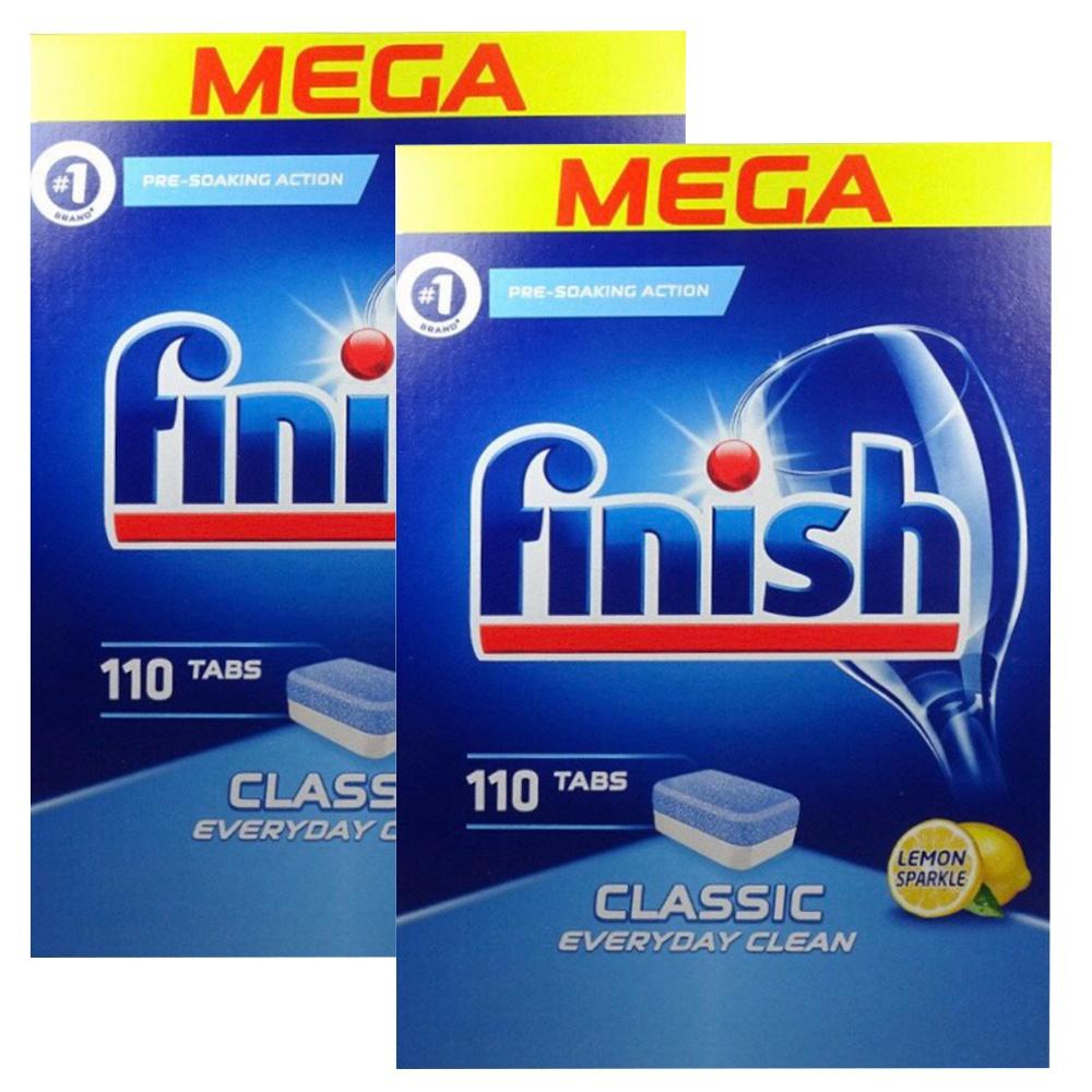 Combo 2 hộp 110 viên rửa bát Finish nhập khẩu Châu Âu Classic Dishwasher Tablets Lemon - hương chanh (2x110viên)