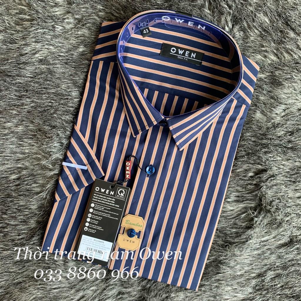 OWEN - Áo sơ mi ngắn tay Owen Slimfit vải sợi tre kẻ sọc 22685