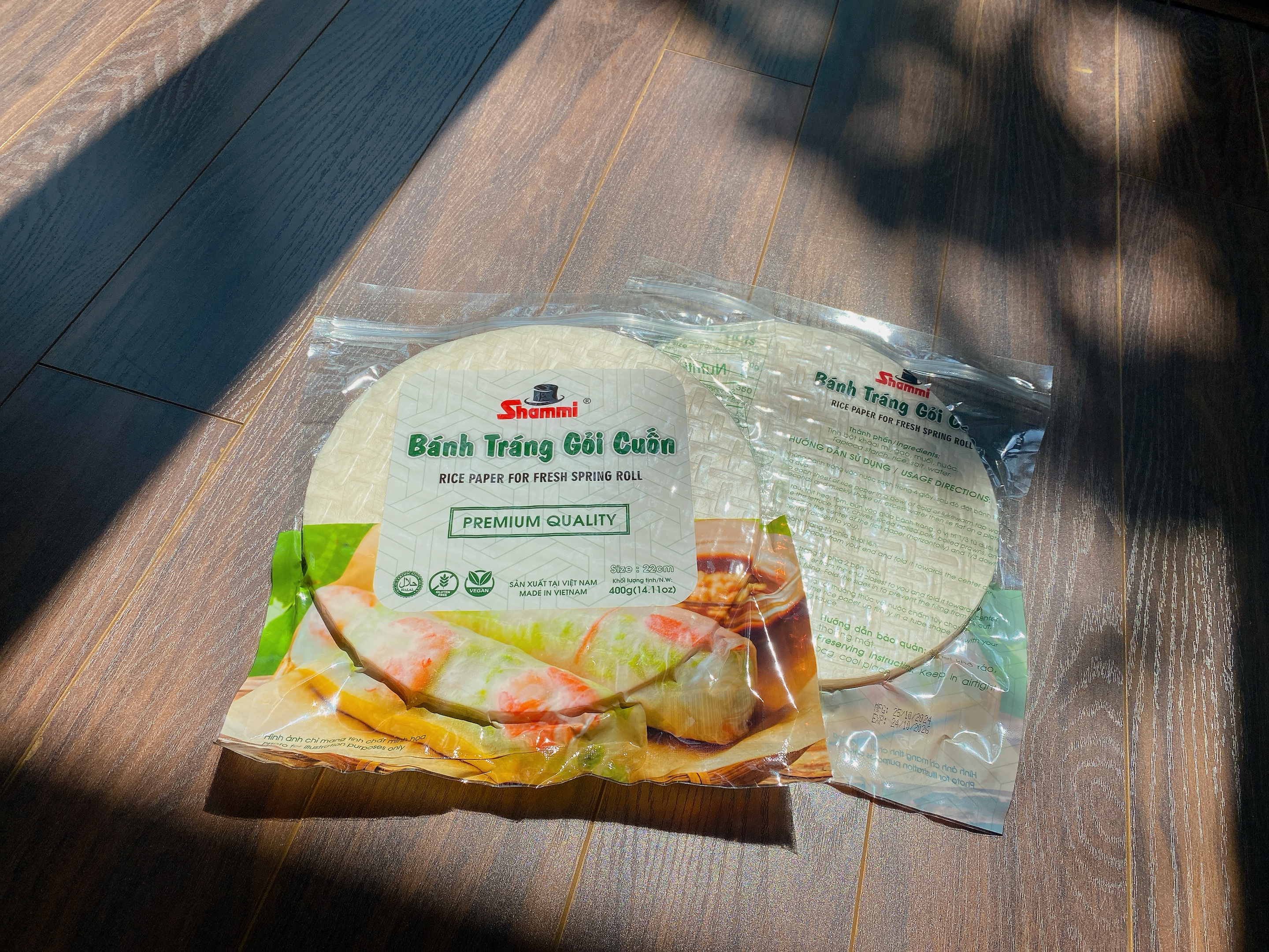 Thùng Bánh tráng gỏi cuốn Shammi tròn size 22cm túi 400g (Bánh tráng xuất khẩu có túi zip)