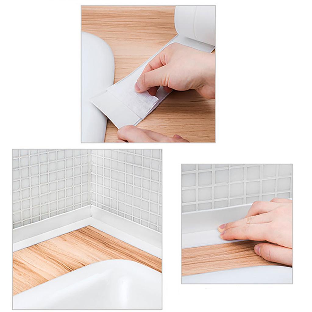 3.3Mx38mm Kitchen Bathroom Waterproof Mold Proof PE Wall / Seam Sealing Tape Caulk Strip
