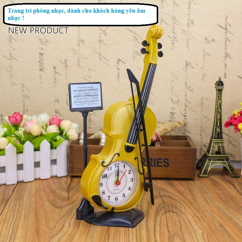 Đồng hồ báo thức để bàn trang trí hình cây đàn Violin