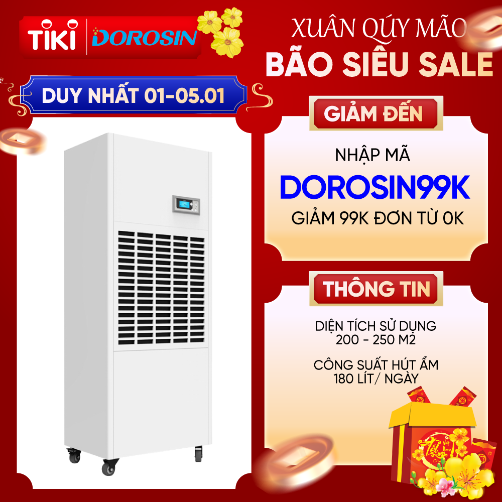 Máy hút ẩm công nghiệp Dorosin DP-5S công suất 180 lít/ngày - HÀNG NHẬP KHẨU CHÍNH HÃNG