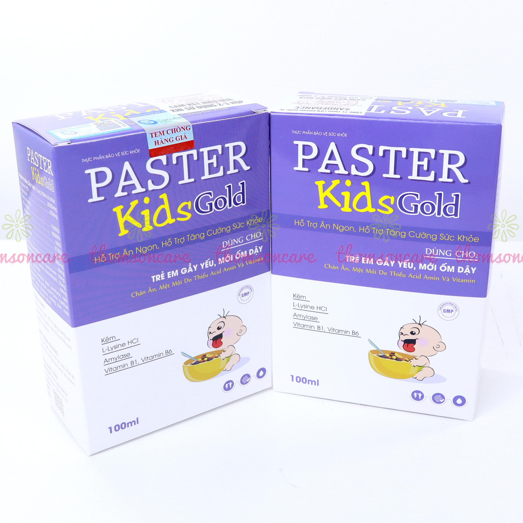 Siro ăn ngon Paster Kids Gold Sanofia - Hỗ trợ tăng sức đề kháng, ăn ngon miệng, giảm rối loạn tiêu hóa cho bé - Chai 100ml Thomsoncare